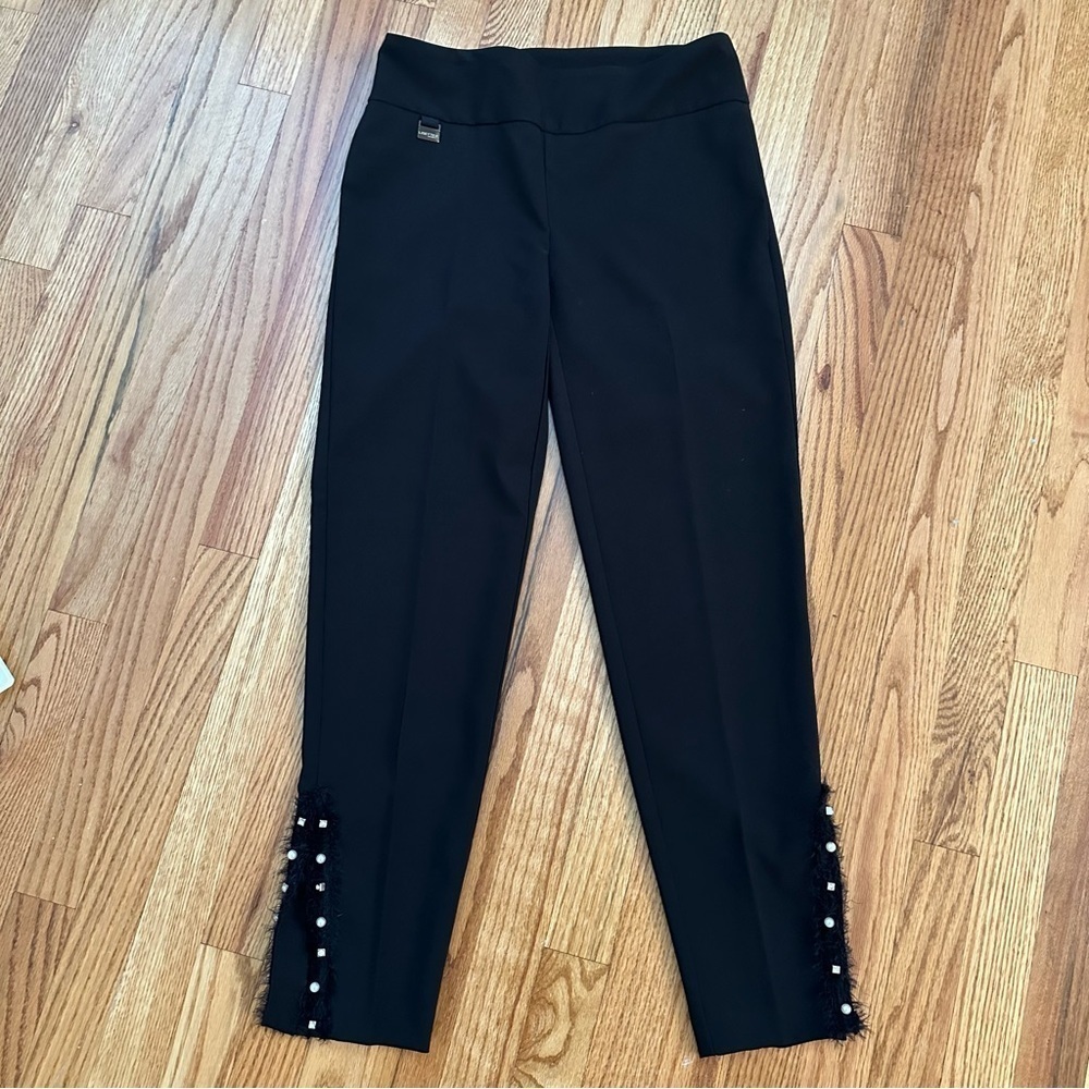 Lisette Black Pants with Pearl Hem Detail